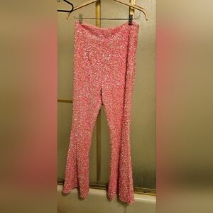 Pink Sequin Flared Pants 12 Nasty Gal COACHELLA FESTIVAL Costume
